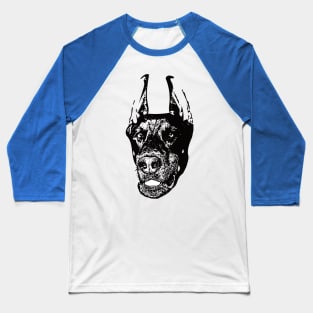 Dobermann Face Design Baseball T-Shirt